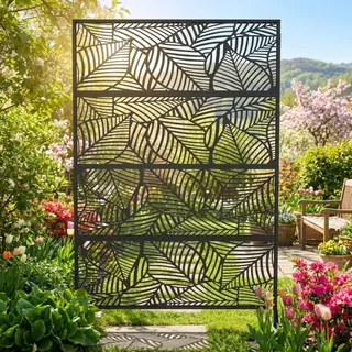 Metall Sichtschutz 180x117 cm, Freistehender Paravent Metallprivatsschirm, Erhöhter Sichtschutzzaun, Wetterfester Sichtschutz Für Innen Außen Terrasse Garten Veranda
