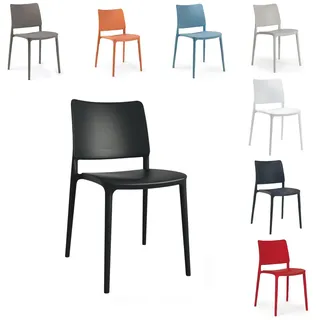PAPATYA 1er Set Besucherstuhl - Gastro Stuhl für Café Restaurant Bistro Bar - Essstühle Küchenstühle Gartenstühle - Stapelstuhl aus Kunststoff wetterfest - belastbar bis 200 kg - Joy S, Schwarz