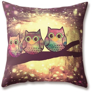 Hengjiang Kissen Cute Cartoon Vogel Eule Druck 18 x 18/45 x 45 cm Doppelseitig Überwurf Weich Plüsch Kissen für Home Sofa Bett Deko 12