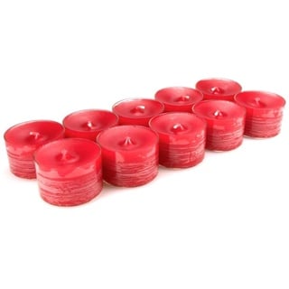 10 original Dänische 8 Stunden Teelichter ohne Duft im Acryl-Cup farbig durchgefärbt rot