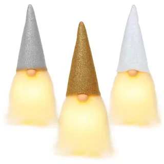 com-four® 3X Wichtel mit LED - Zwerg Aufsteller - schwedische Weihnachtsdeko zum Hinstellen - skandinavischer Zwerg mit Zipfelmütze