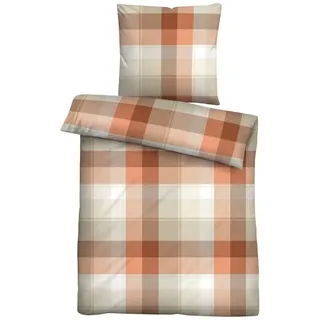 biberna BELAMIS Kariert Orange 155 x 220 cm + 80 x 80 cm