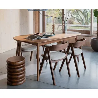 Twist Esstisch Massivholz Walnuss Oval 180-240 x 90 cm Ausziehbar - Braun