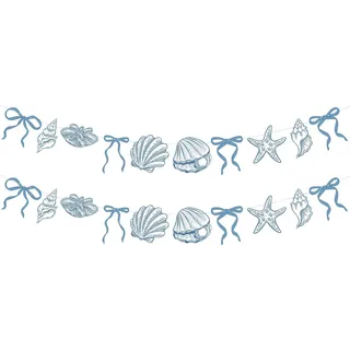 Meeres Geburtstagsgirlande, Ozean Geburtstagsgirlande, Meeres Banner, Meer Ozean Dekoration, Hawaii Party Girlanden, Con Schleifen Muschel und Seestern, für Geburtstags, Hochzeit, Hawaii(A)