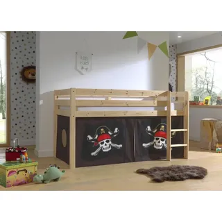 M&S Halbhochbett Pino 90 x 200 cm Kiefer massiv lackiert natur