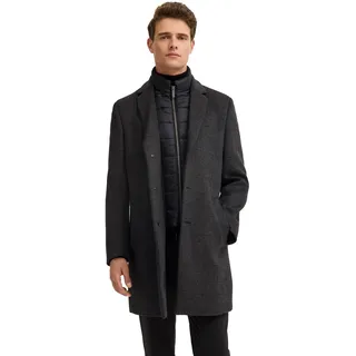 bugatti Herren Reverskragen Mantel 821628-84218 | Modern Fit, Glencheck-Karo, Flexcity Stretch, Westen-Einsatz - 46