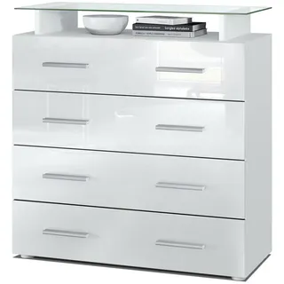Vladon Pavos V2 76 x 81 x 35 cm Weiß matt/Weiß Hochglanz