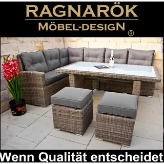 POLY-RATTAN GARTENMÖBEL  hohe Dining Lounge Ragnarök-Möbeldesign Esstisch Set