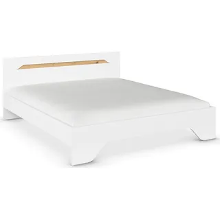 OTTO home Bett Doppelbett Holzbett Futonbett AGORDO (Liegefläche: 180x200 cm), mit stilvoller Kopfteil-Absetzung in Eiche Artisan MADE IN GERMANY weiß