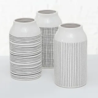 BOLTZE GRUPPE GmbH Vase Sannie 3sort H20 D11cm weiss/schwarz Steingut