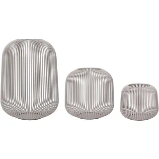 blomus Laterne Lito 3er Set | Mourning Dove | Größe S,M und L | 20L x 20B x 17H cm | 28L x 28B x 27H cm | 33L x 33B x 45H cm | Kerzenhalter Grau | Windlicht aus Edelstahl | Laterne Deko