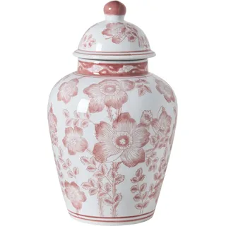 Beliani Vase mit Deckel MOGUER 36 cm Rot/Weiß