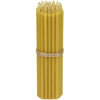 NKlaus 50x Stabkerzen Gold 16 cm aus Bienenwachs | Die 50 dünnen Bienenwachskerzen in Gold sind rußfrei und tropffrei, brennen lange und eignen sich für Feier und Dekoration