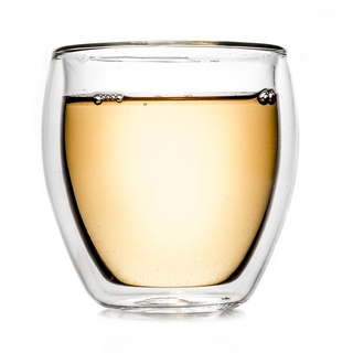 Creano doppelwandiges Thermoglas XXL 400ml, extra großes hitzebeständiges Kaffeeglas/Teeglas aus Borosilikatglas (DG-Bauchig)