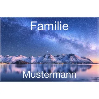 Manutextur Fußmatte mit Namen - Motiv Berge, Meer und Milchstraße - viele Natur-Motive - Schmutzfangmatte personalisiert - Größe 50x80 cm - persönliches & individuelles Geschenk