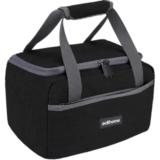 edihome, Kühltasche Klein, Lunchbag, Kühltasche, Faltbar, 8L, Thermo Lunchbox, Isolierte, für Mittagessen, Arbeit, Camping oder Reise, Tragbar (Schwarz)