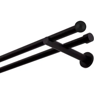 MDEKOR Vorhangstange Kugel 2-läufig Ø 19 mm 200 cm Schwarz