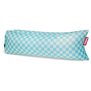 Fatboy Lamzac 3.0 Aufblasbares Sofa - Aufblasbare Couch - Keine Luftpumpe Nötig - Indoor und Outdoor Luftsofa - Wasser- & Schmutzabweisende Mini Couch aus Polyester - 200 x 90 x 50 cm - Azur-Weiß Karo