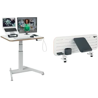 Leitz Ergo elektrisch höhenverstellbarer Schreibtisch weiß rechteckig, A-Fuß-Gestell weiß 80,0 x 60,0 cm mit Prämie nach Registrierung