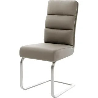 DeLife Schwingstuhl Pela-Flex Freischwinger flach Edelstahl Echt-Leder Schlamm - Beige, Braun