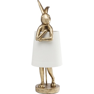 Kare Design Tischleuchte Animal Rabbit, Gold/Weiß, Hasenleuchte, Tischlampe, Nachttischlampe, Tiermotiv, Kippschalter am Kabel, Leuchtmittel nicht inklusive, 68x23x26cm (H/B/T)
