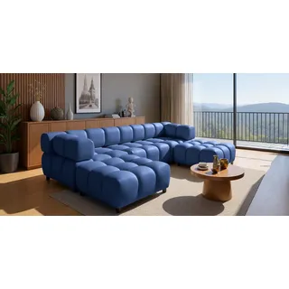 kaiser möbel Eckcouch U-Form Velours 3-Sitzer Blau