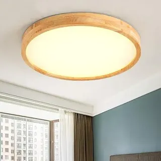 SJUN Deckenleuchte Holz Lampe Rund Holzlampe Eiche Deckenlampe Schlafzimmer Vintage Leuchte Decke Licht Retro Mit Led Rustikal Zimmerlampe Küchenleuchte Innen Wohnzimmer