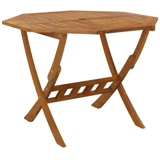 Klapptisch Beistelltisch klappbar Balkontisch Gartentisch mit Schirmloch, Bistrotisch 90x75 cm Massivholz Akazie