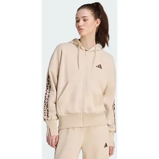 adidas Seasonal Essentials Animalprint 3-Streifen Kapuzenjacke Beige/Braun/Weiß/Khaki L