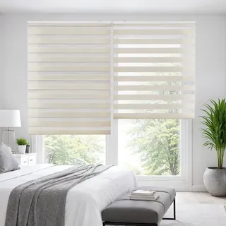 Doppelrollo mit Bohren Thermorollo für Fenster Duo Rollo 160x180 cm Leinen