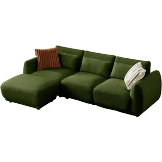 YHL Voyura 10 Moderne Couch Teddy Rückenkissen - Design Convertible - Curved Seat - Dunkelgrün - Grün
