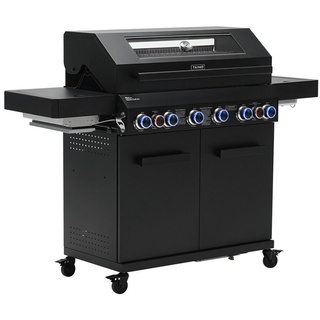 TAINO Gasgrill PLATINUM, YAMARA DARK 6+2, Gusseisenrost, Backburner, Sear-Brenner schwarz