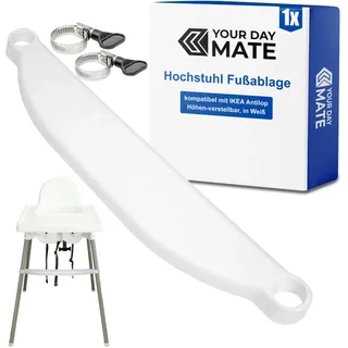 Hochstuhl Fußablage, 1 Set, in Weiß, kompatibel mit IKEA Antilop, Höhen-verstellbar mit Schellen Befestigung am Stuhlbein, Kinderhochstuhl Fußstütze, Sitzerhöhung Babyhochstuhl, Stuhl Kind Fussauflage