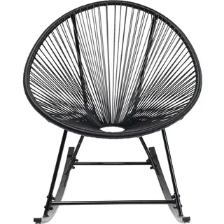 Kare Design Schaukelstuhl Acapulco Mono, Schwarz, Indoor und Outdoor Stuhl im Retro-Design, Schaukelsessel, Gartenstuhl für Balkon, Garten, Terrasse, Schwarzes Stahlgestell, 85x73x95 cm (HxBxT)