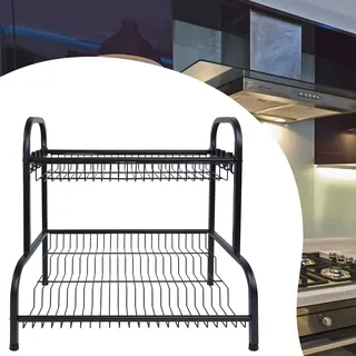 YARDIN Gewürzregal 4 Entagen Stehend Gewürzständer, Abnehmbar Großes Fassungsvermögen Spice Rack mit 8 Haken, Edelstahl Gewürz Organizer für Ölflaschen, Gläser, Gewürzflaschen, Schwarz