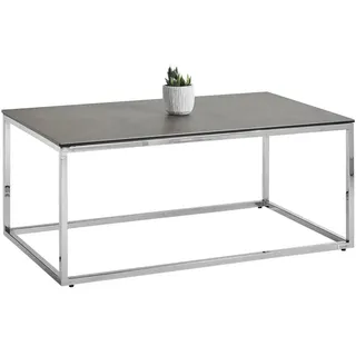 Novel Couchtisch, Grau, Chrom, Metall, Glas, Keramik, rechteckig, eckig, 60x42x100 cm, Wohnzimmer, Wohnzimmertische, Couchtische, Couchtische Glas