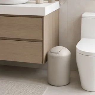 baliv Kosmetikeimer 6 l Taupe Schwingdeckel Bad WC Mülleimer