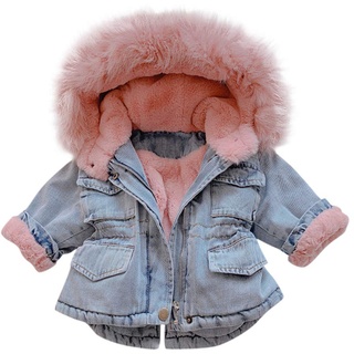Jacke Kinder Mädchen Winter Jeansjacke Baby Parka Mantel Winterjacke Herbst Wintermantal Kapuzenjacke Übergangsjacke Herbstjacke Daunenjacke Herbstmantal Babyjacke Steppjacke Plüschjacke Fleecejacke