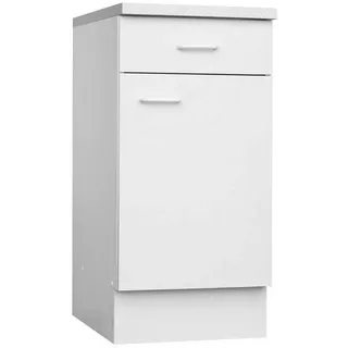 Unterschrank TOP, Weiß, 1 Tür und 1 Schublade, Breite 40 cm Höhe 85 cm, Türanschlag ist beidseitig montierbar weiß