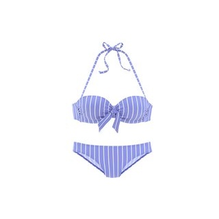 VIVANCE Bügel-Bandeau-Bikini Damen blau-creme Gr.34 Cup A