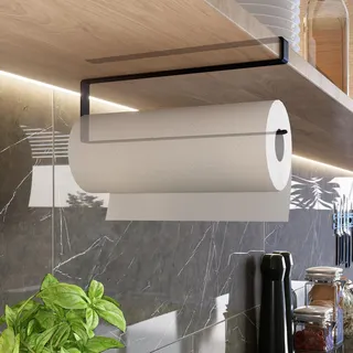 EDELREITER Küchenrollenhalter ohne Bohren | Hochwertiger Küchenrollen Halter | Küchen Organizer | Ideal als ZEWA Rollenhalter | Küchenpapierhalter | Kein Kleben | Küchenrollenhalter schwarz