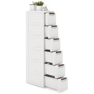 KOMFOTTEU Sideboard, Nischenschrank schmal, Badschrank mit Schubladen & Rollen weiß