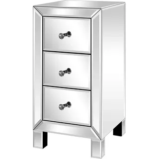 LEADZM Nachttisch Glas mit 3 Schubladen, Nachtschrank 30x30x60cm | Beistelltisch Aufbewahrungsschrank, für Wohnzimmer, Schlafzimmer, Büro, Badezimmer usw