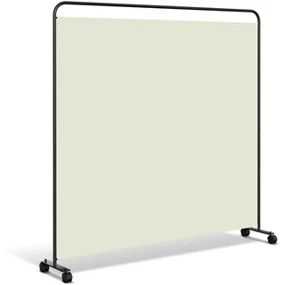 Fogmiea Paravent auf Rollen, Raumteiler Trennwand, 185x180cm verstellbar Sichtschutz Stellwand Sichtschutz Windschutz, Raumtrenner für Garten, Badmöbel, Büros, Beige