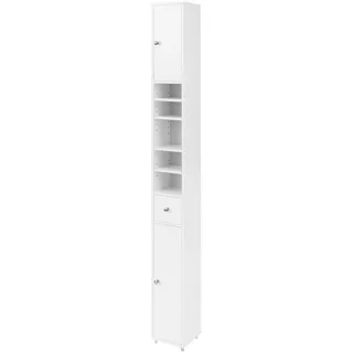 SoBuy Badezimmerschrank mit 5 Fächern und 1 Schublade MDF Weiß BZR34-W