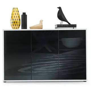 Vladon Kommode, Schwarz Hochglanz, Holzwerkstoff, 117x74x36 cm, Wohnzimmer, Kommoden & Sideboards, Kommoden