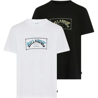 T-Shirt BILLABONG "SHORT SLEEVETEEPACKYM (AST)", Herren, Gr. M, bunt (schwarz, whit), Obermaterial: 100% Baumwolle, Shirts T-Shirt, sportlicher Stil, Kurzarm-Design, aus Baumwolle, zweiteiliges Set