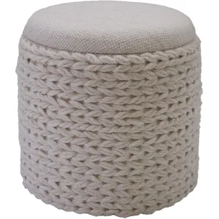 FineBuy Sitzhocker mit Stauraum Wolle 40 x 45 x 40 cm Creme/Weiß Boho