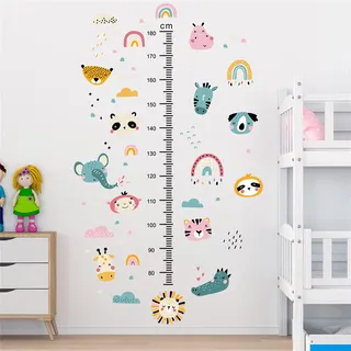 Kinder Höhe Diagramm Wandaufkleber, Wandtattoo Kinderzimmer, Messlatte Kind Wandsticker Tiere Dinosaurier Auto Astronaut Aufkleber, Geschenke für Jungen & Mädchen (Tier-A)