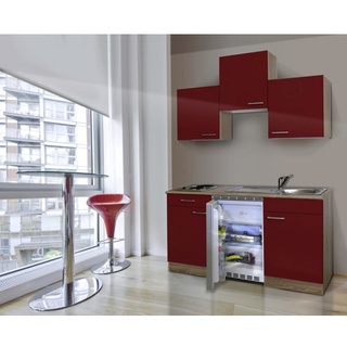 RESPEKTA Singleküche »KB150ESW«, mit E-Geräten, Gesamtbreite: 150 cm - rot